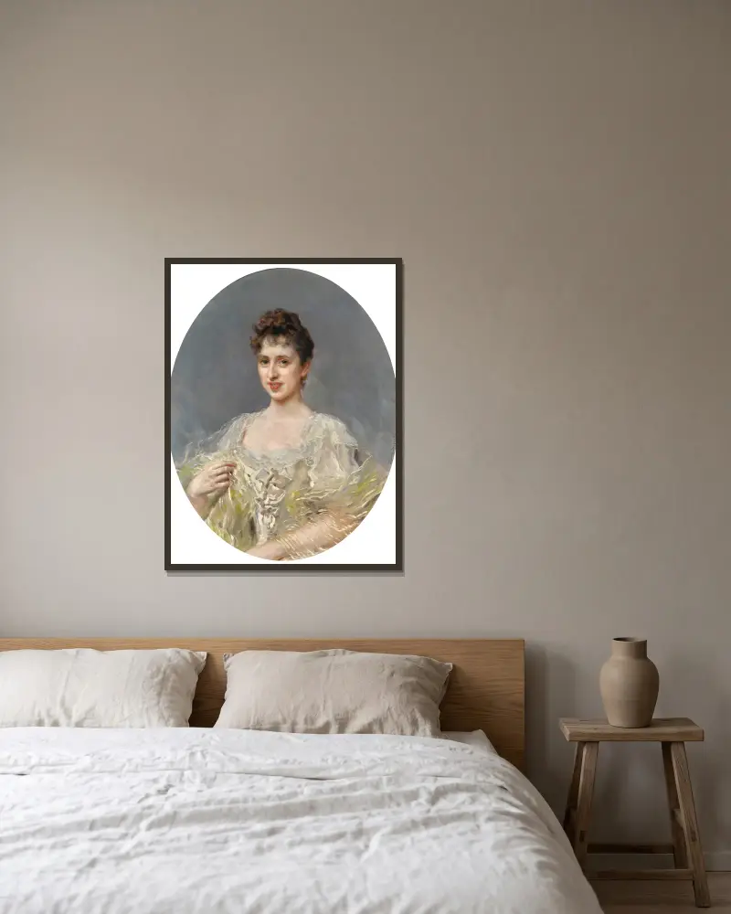 Clotilde, markisinna av Acricollar av Raimundo de Madrazo y Garreta inramad på en vägg