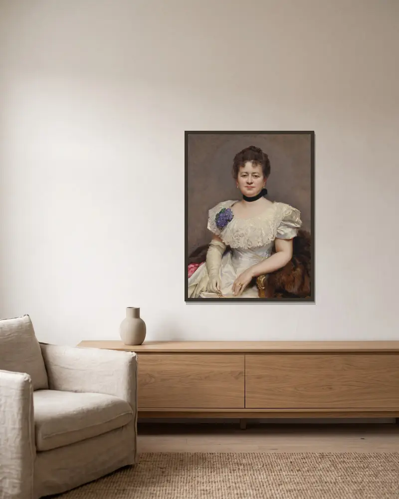 Porträtt av Teresa de Blumenstiel av Raimundo de Madrazo y Garreta inramad på en vägg