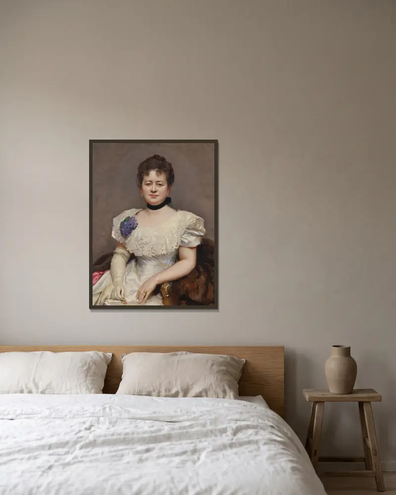 Porträtt av Teresa de Blumenstiel av Raimundo de Madrazo y Garreta inramad på en vägg