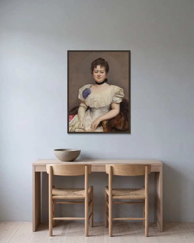 Porträtt av Teresa de Blumenstiel av Raimundo de Madrazo y Garreta inramad på en vägg