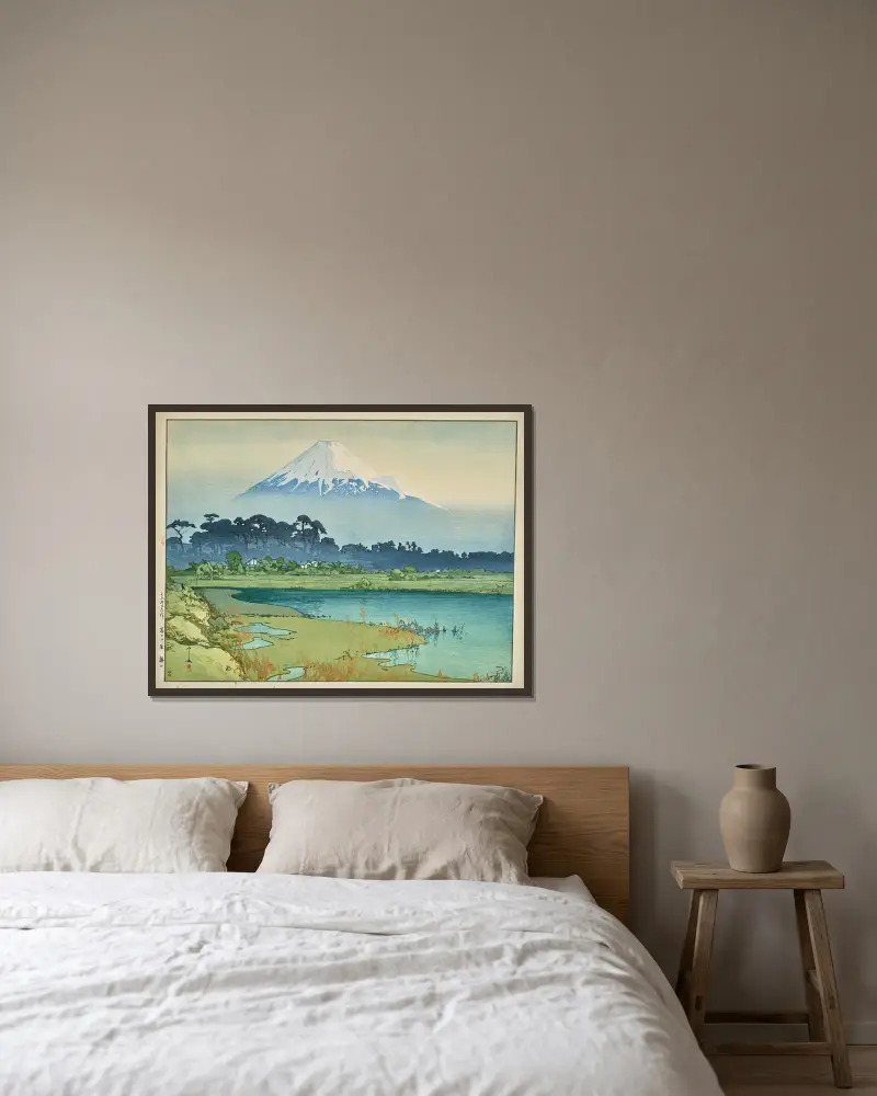 Asahi (Sunrise), 1926 – nr 1 av Yoshida Hiroshi inramad på en vägg