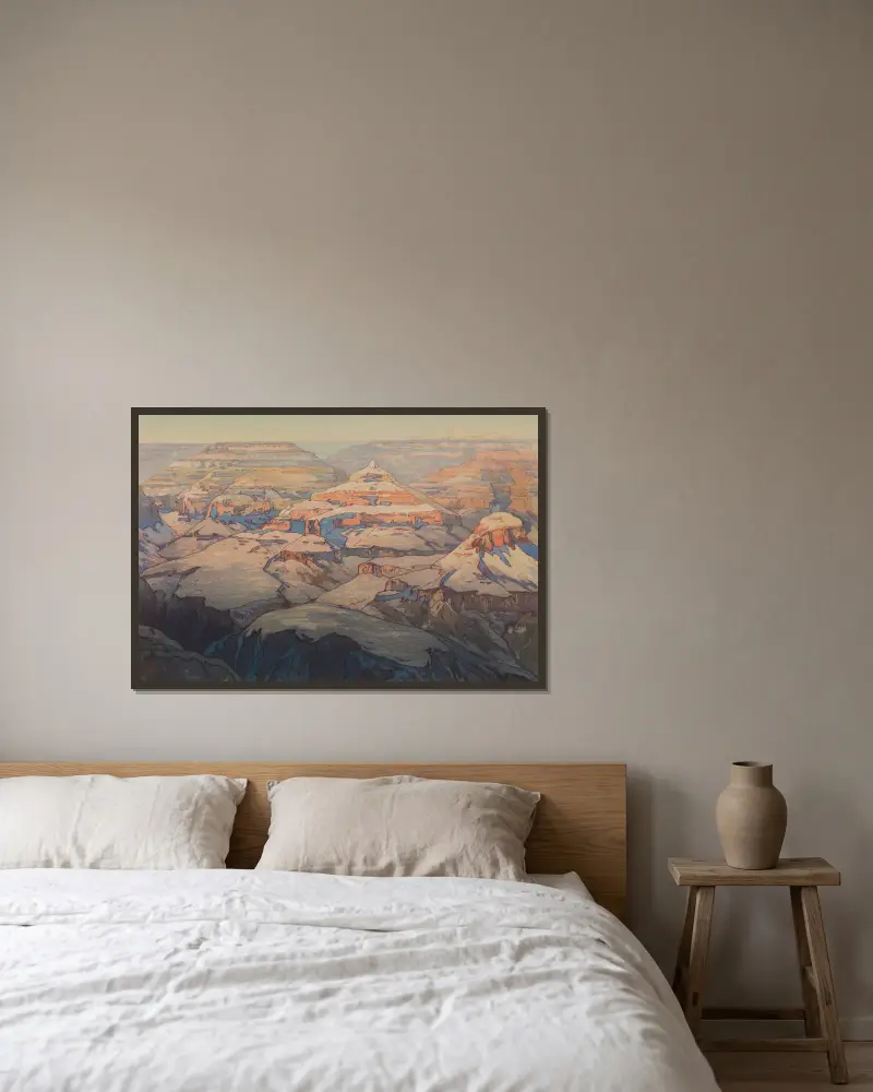 Grand Canyon, ur serien 'The United States' av Yoshida Hiroshi inramad på en vägg