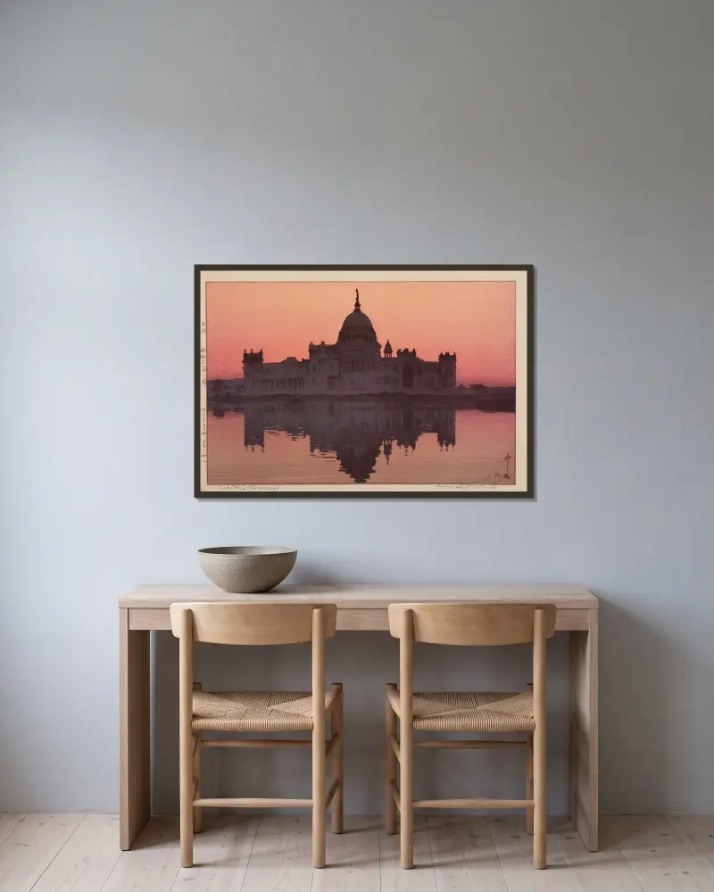 Victoria Memorial (Vikutoriya memoriyaru), av Yoshida Hiroshi inramad på en vägg