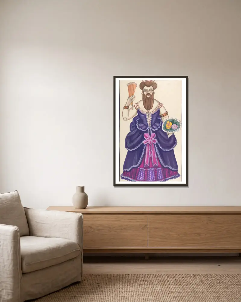 Bearded lady av Sergey Yurievich Sudeikin inramad på en vägg