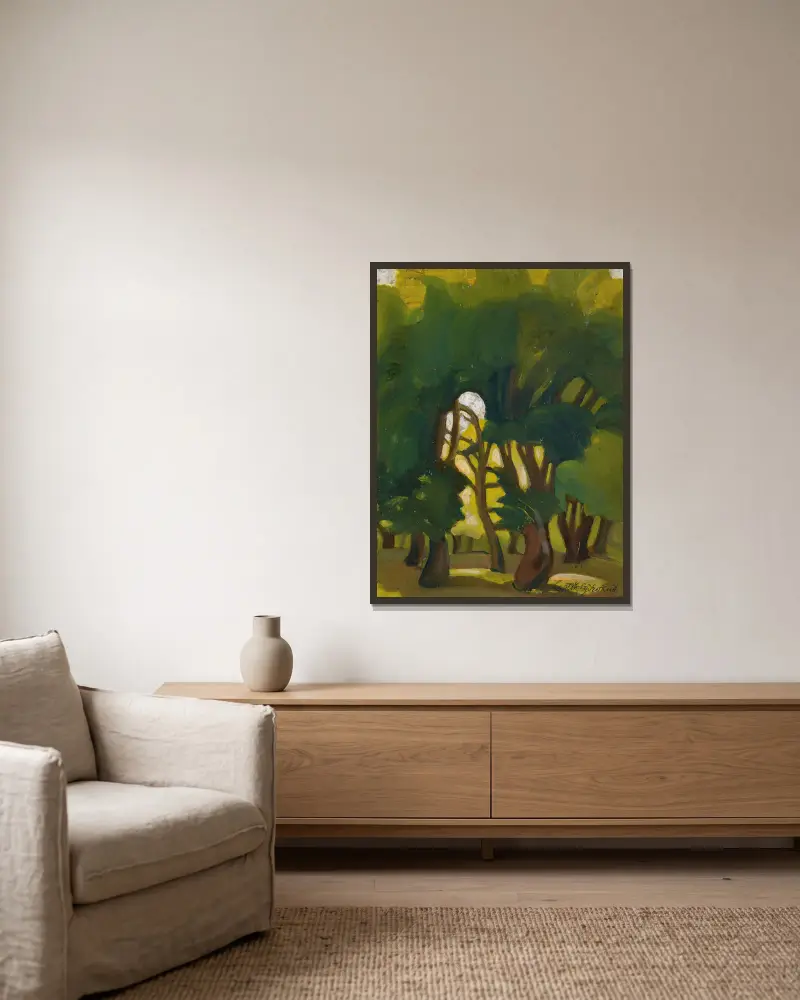 Landscape – nr 1 av Sergey Yurievich Sudeikin inramad på en vägg