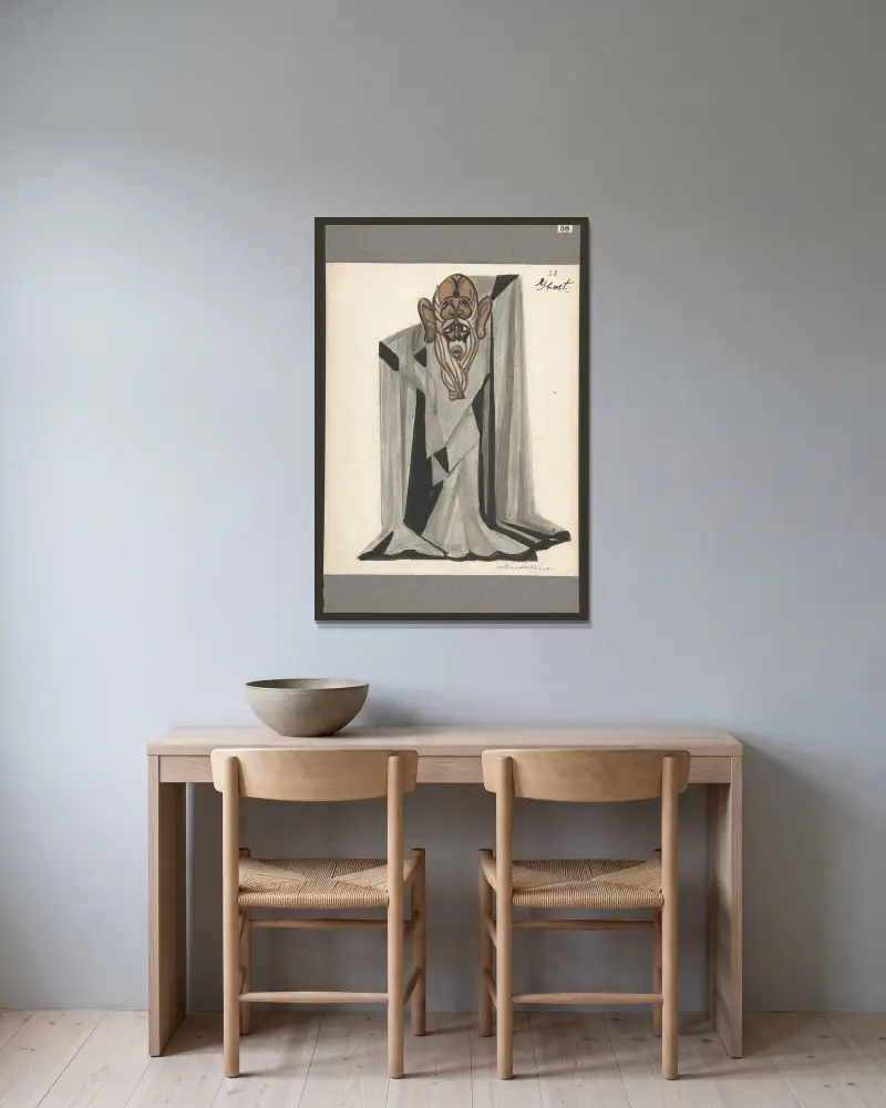 Theatrical ghost costume for ‘Le Rossignol’ av Sergey Yurievich Sudeikin inramad på en vägg