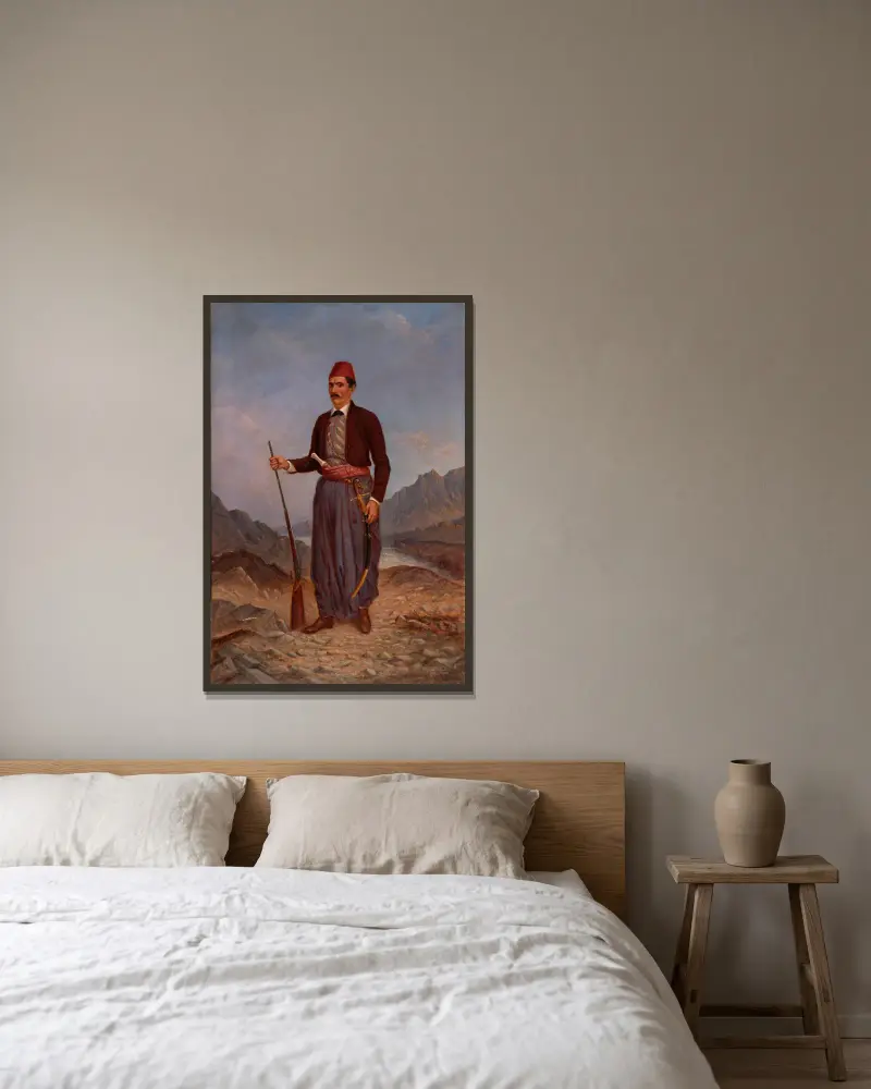 Albanischer Mann von Antonio Zeno Shindler gerahmt an einer Wand