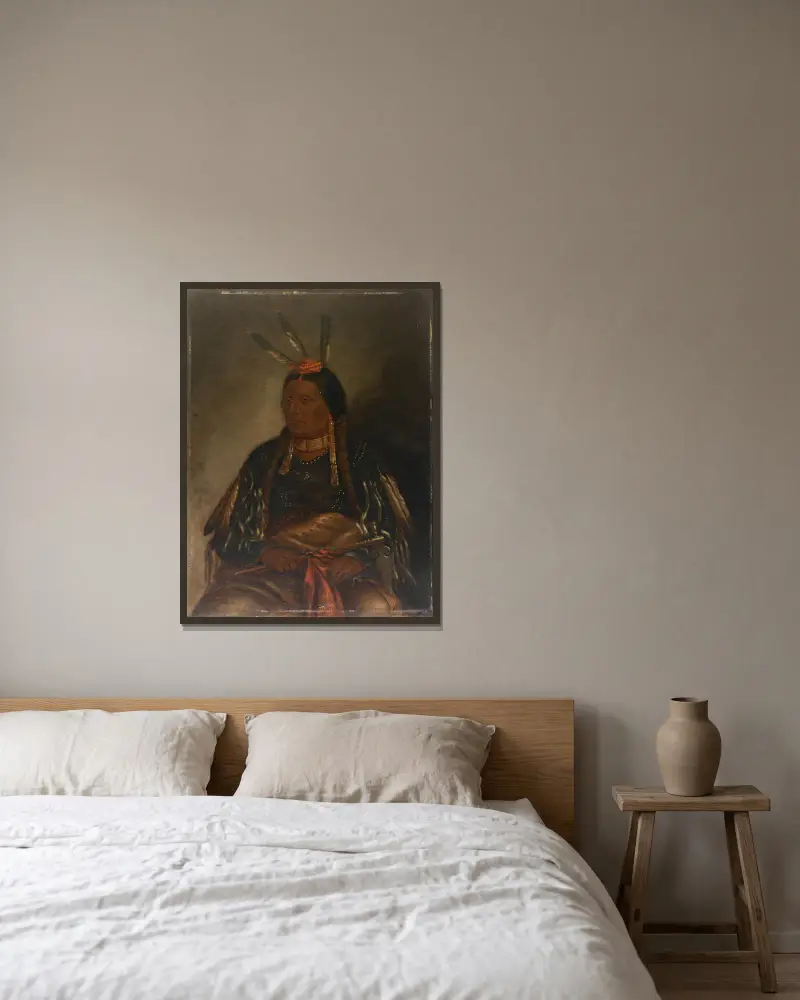 Che-tan-ce-ta (Gelber Falke) von Antonio Zeno Shindler gerahmt an einer Wand