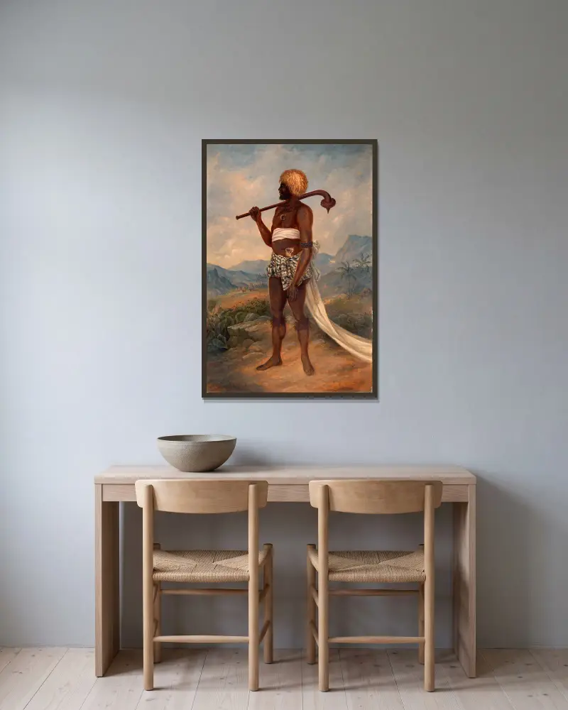 Fidschianischer Mann von Antonio Zeno Shindler gerahmt an einer Wand