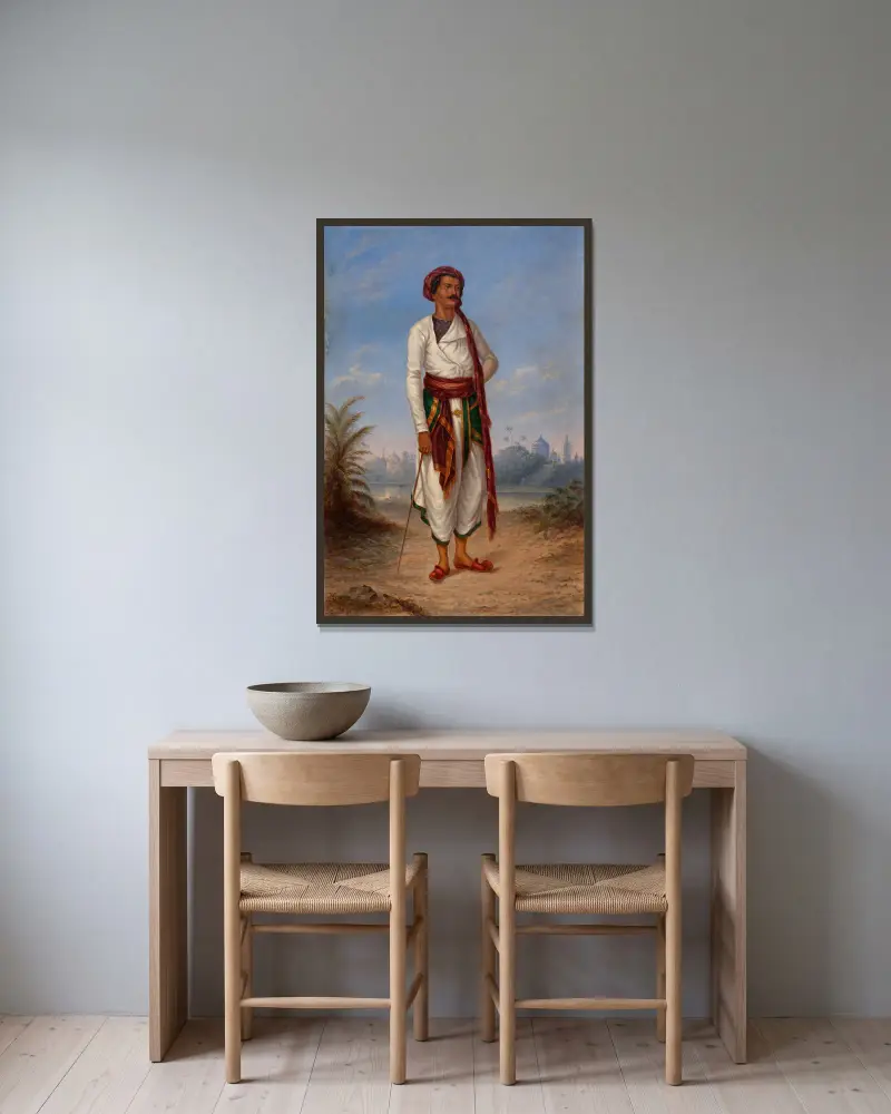 Hindu Man von Antonio Zeno Shindler gerahmt an einer Wand