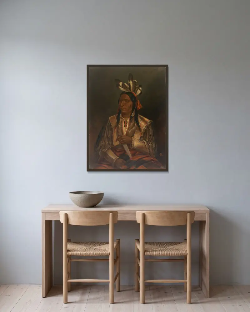 Keokuk (Der wachsame Fuchs), Junior von Antonio Zeno Shindler gerahmt an einer Wand