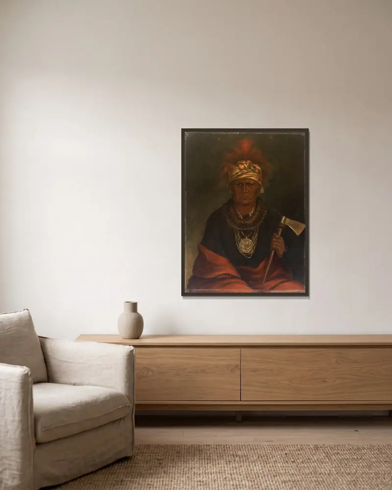 Keokuk (Der wachsame Fuchs) von Antonio Zeno Shindler gerahmt an einer Wand