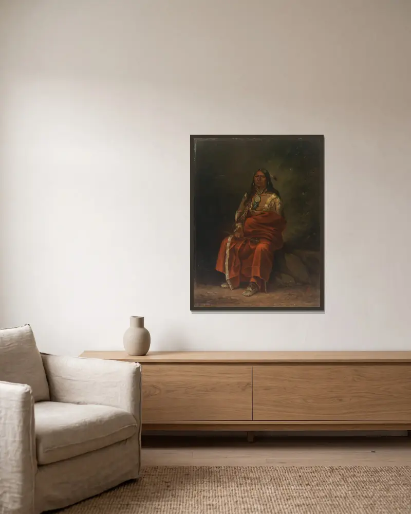 Spotted Tail von Antonio Zeno Shindler gerahmt an einer Wand