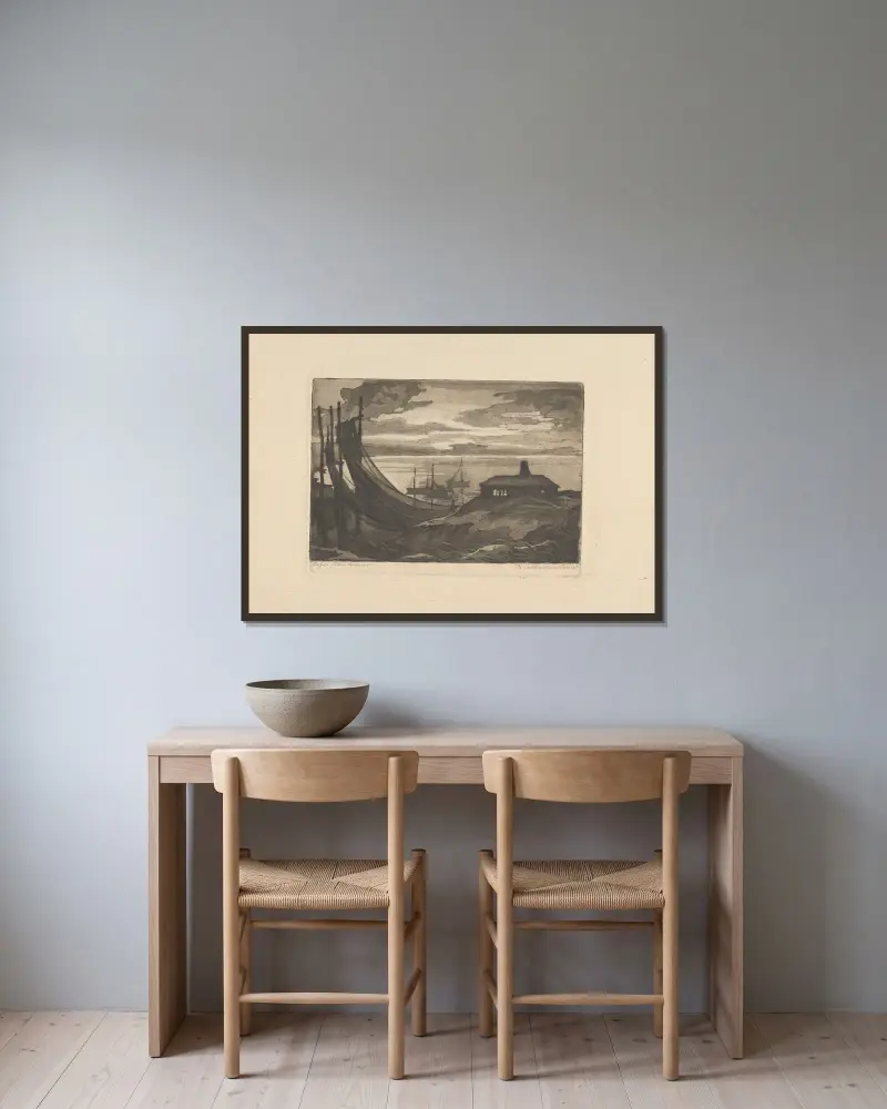 Nach dem Sonnenuntergang von Zofia Stankiewicz gerahmt an einer Wand