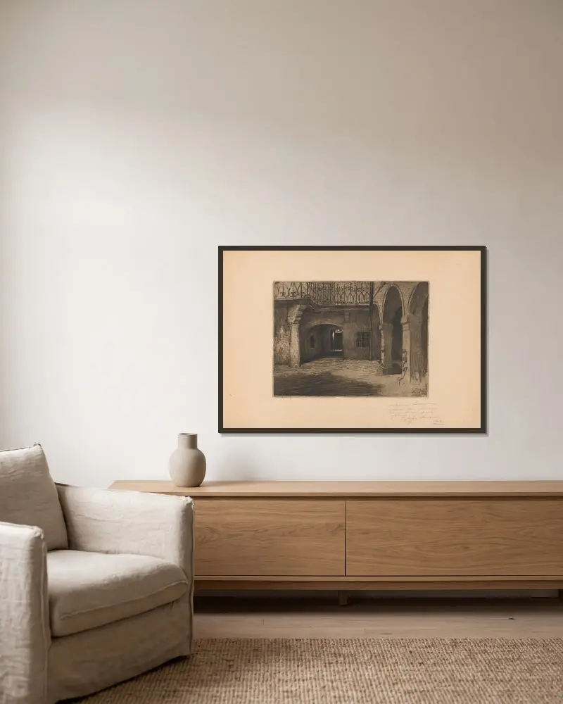 Fukiers Hof, 1914 von Zofia Stankiewicz gerahmt an einer Wand