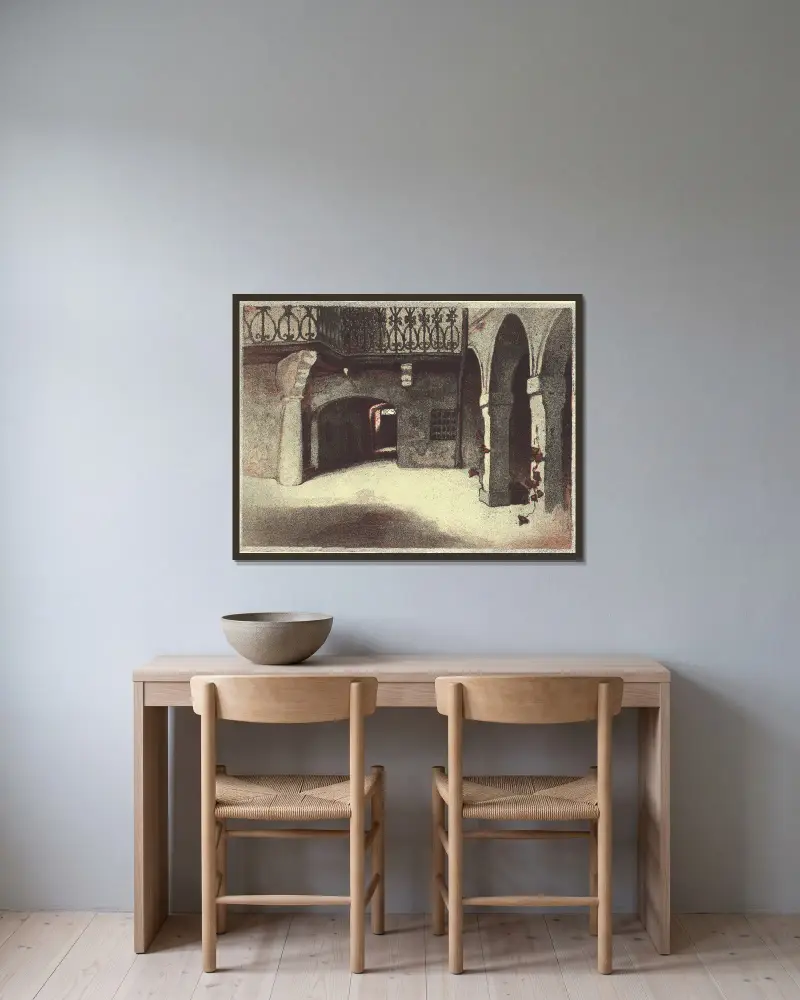 Fukiers gård på tomten, 1922 av Zofia Stankiewicz inramad på en vägg