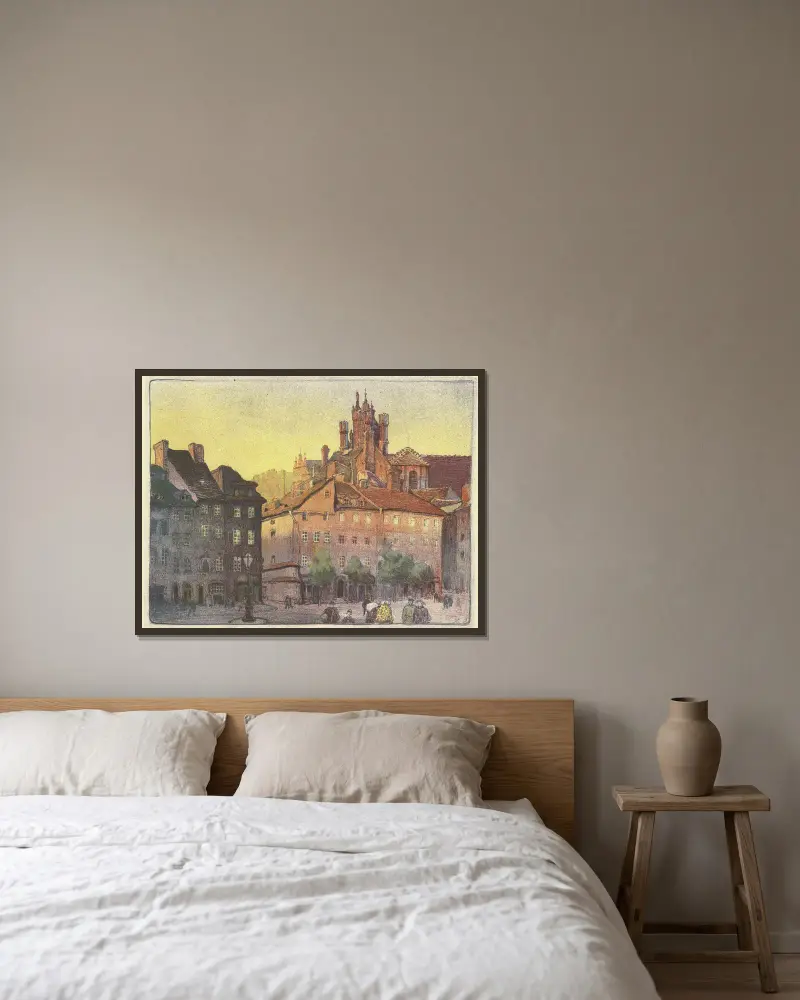Der Schlossplatz mit Blick auf die Piwna-Straße von Zofia Stankiewicz gerahmt an einer Wand