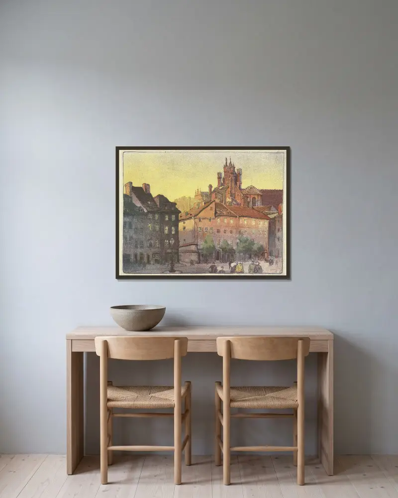 Der Schlossplatz mit Blick auf die Piwna-Straße von Zofia Stankiewicz gerahmt an einer Wand