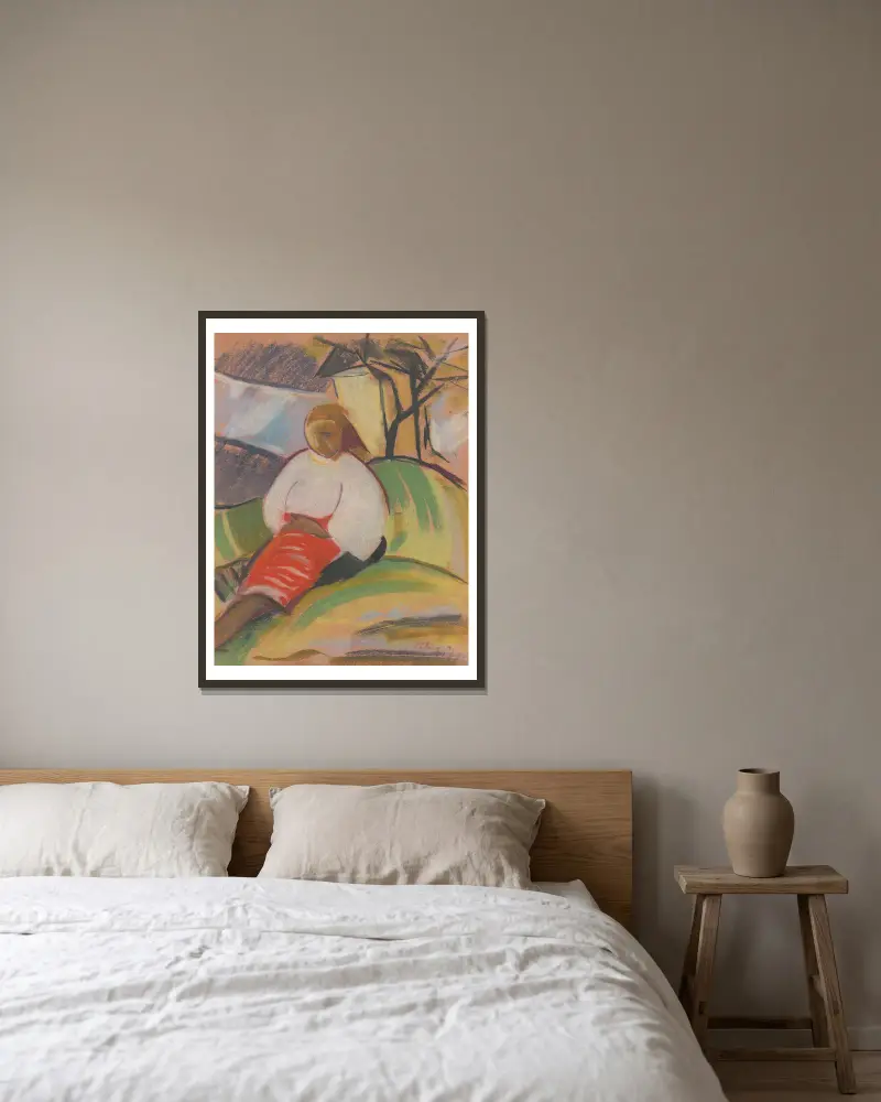 Mädchen im roten Rock von Zolo Palugyay gerahmt an einer Wand