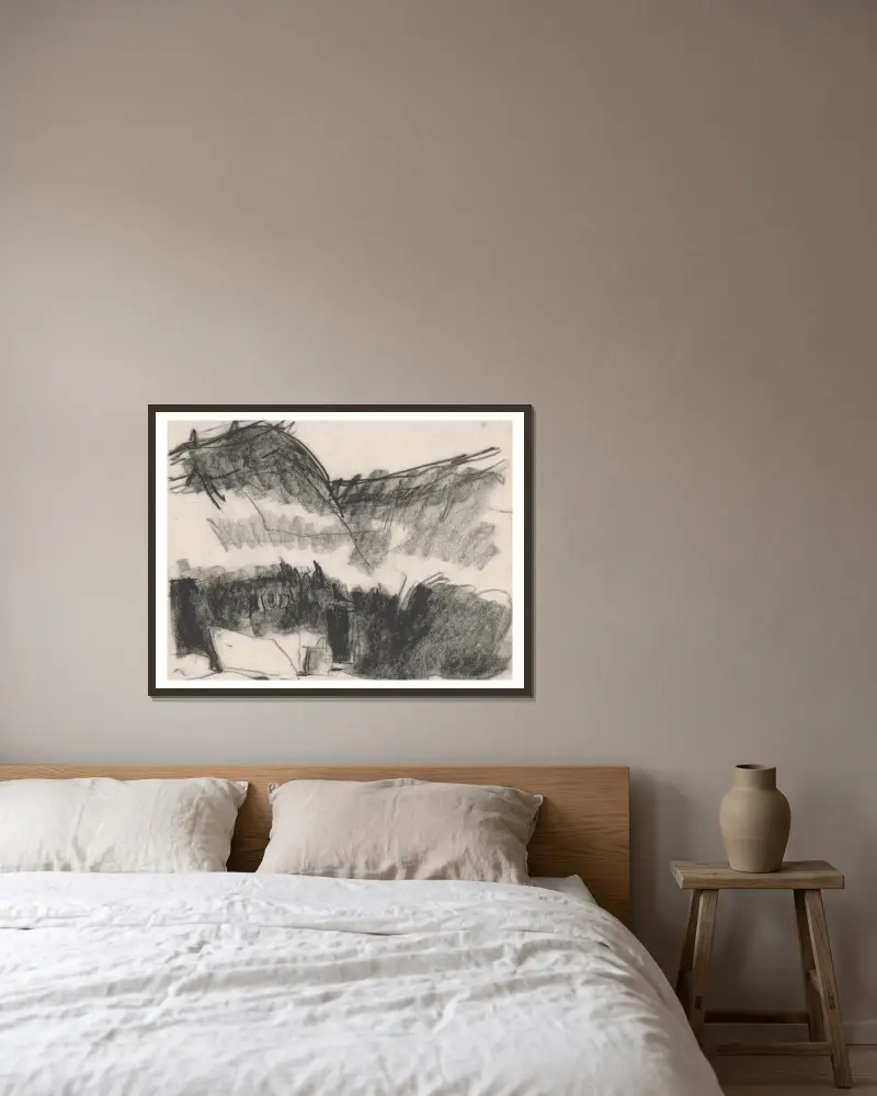 Landscape av Zolo Palugyay inramad på en vägg