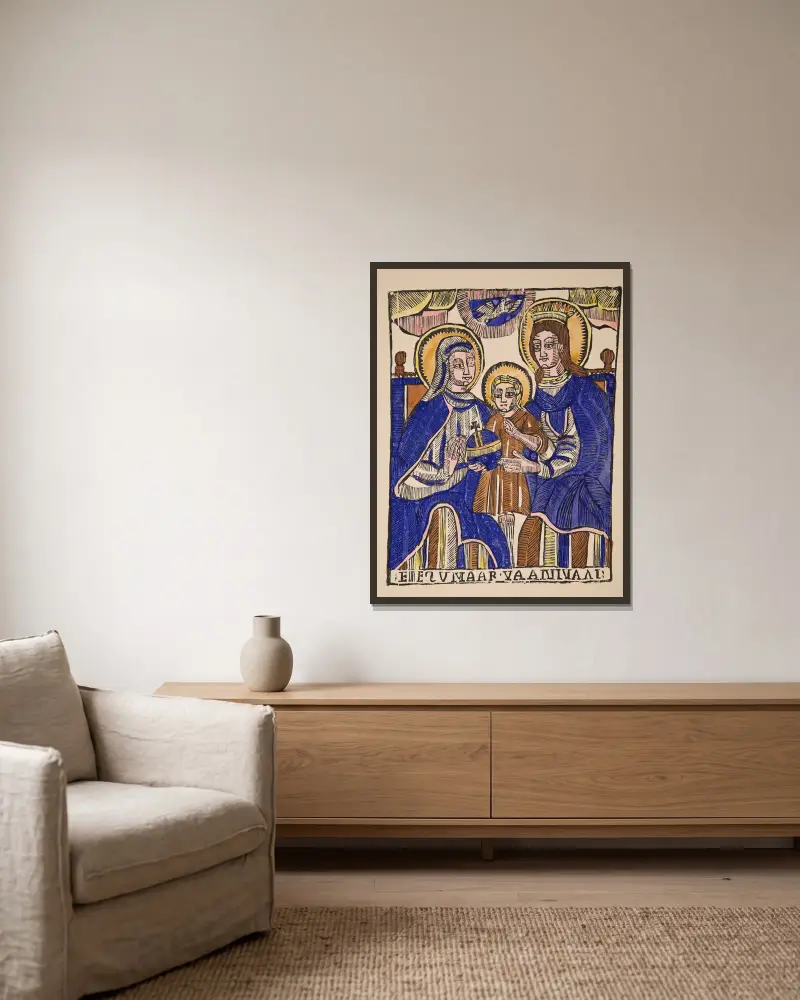 Die heilige Anna selbdritt von Zygmunt Łazarski gerahmt an einer Wand