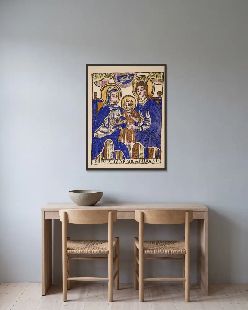 Die heilige Anna selbdritt von Zygmunt Łazarski gerahmt an einer Wand