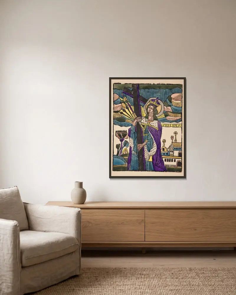 Die heilige Helena von Zygmunt Łazarski gerahmt an einer Wand