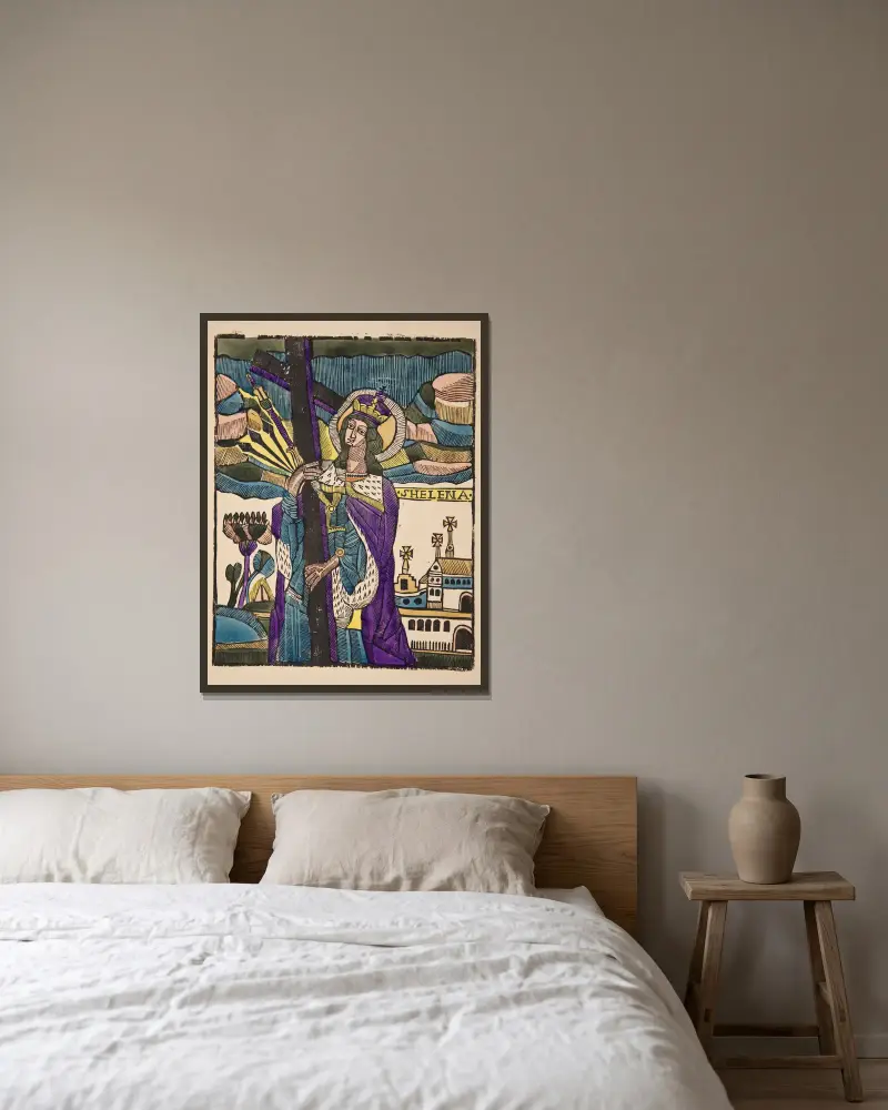 Die heilige Helena von Zygmunt Łazarski gerahmt an einer Wand