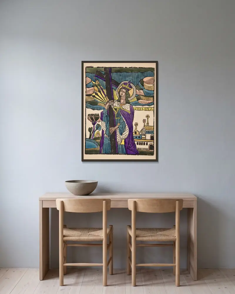 Die heilige Helena von Zygmunt Łazarski gerahmt an einer Wand