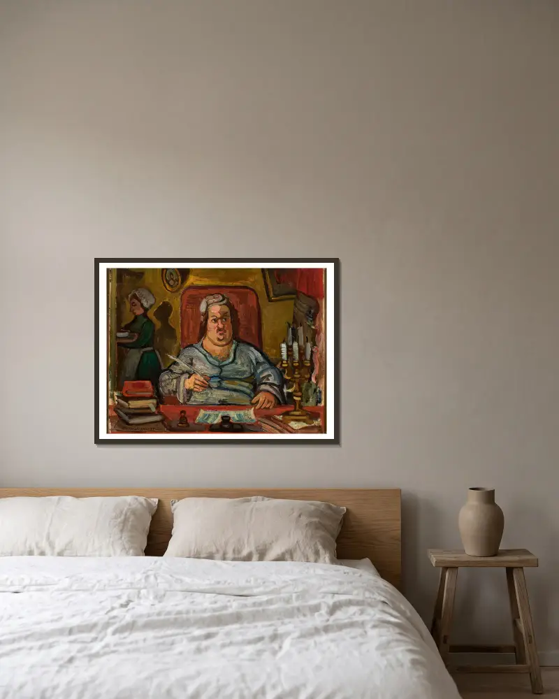 Balzac av Zygmunt Waliszewski inramad på en vägg