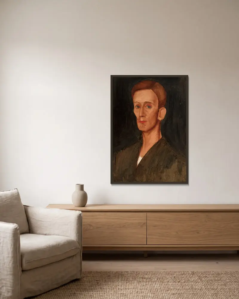 Porträt von Józef Czapski von Zygmunt Waliszewski gerahmt an einer Wand