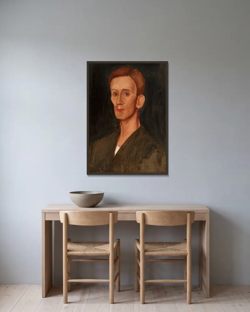 Porträt von Józef Czapski von Zygmunt Waliszewski gerahmt an einer Wand