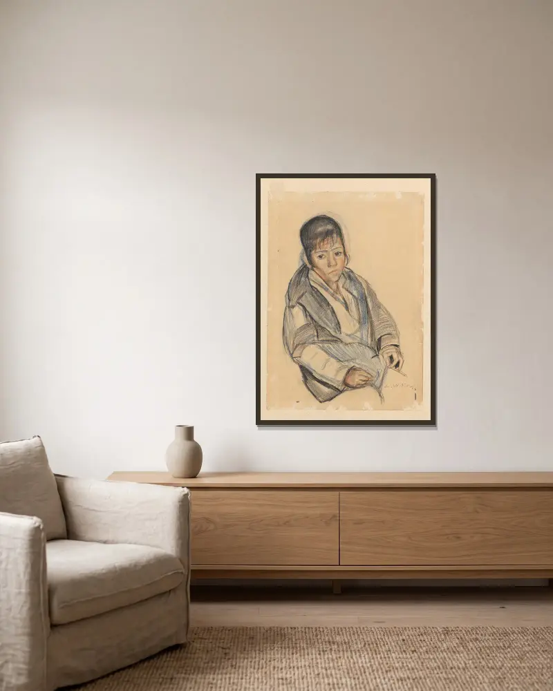Sitting woman av Zygmunt Waliszewski inramad på en vägg
