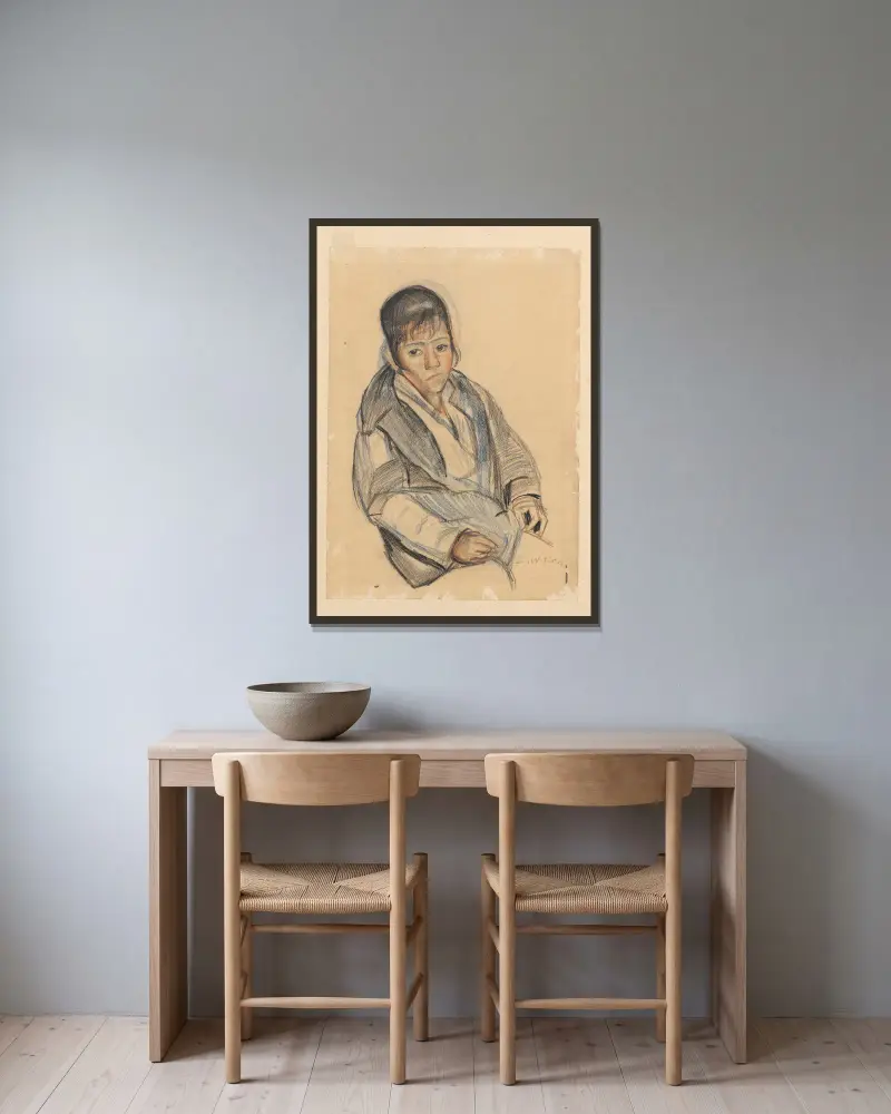 Sitting woman av Zygmunt Waliszewski inramad på en vägg