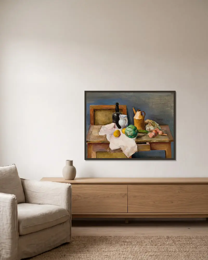 Still life, 1925 av Zygmunt Waliszewski inramad på en vägg