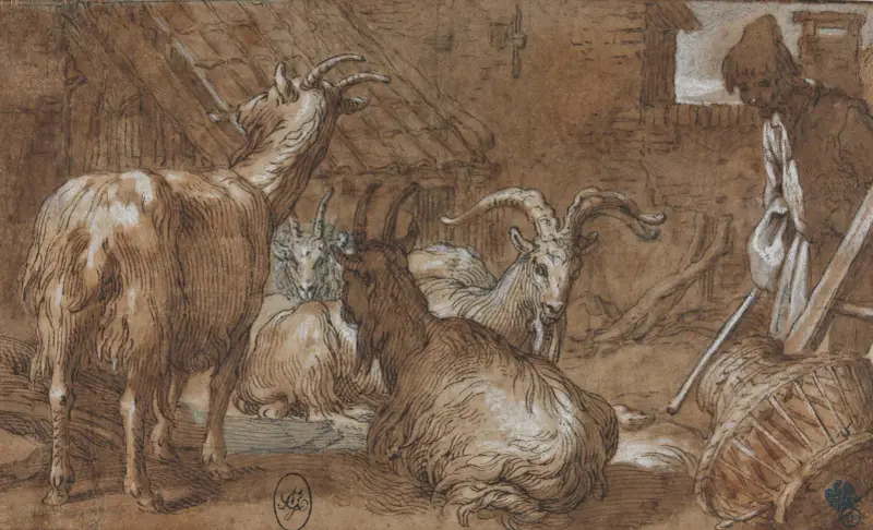 Podwórze z kozami i pasterzem, Abraham Bloemaert