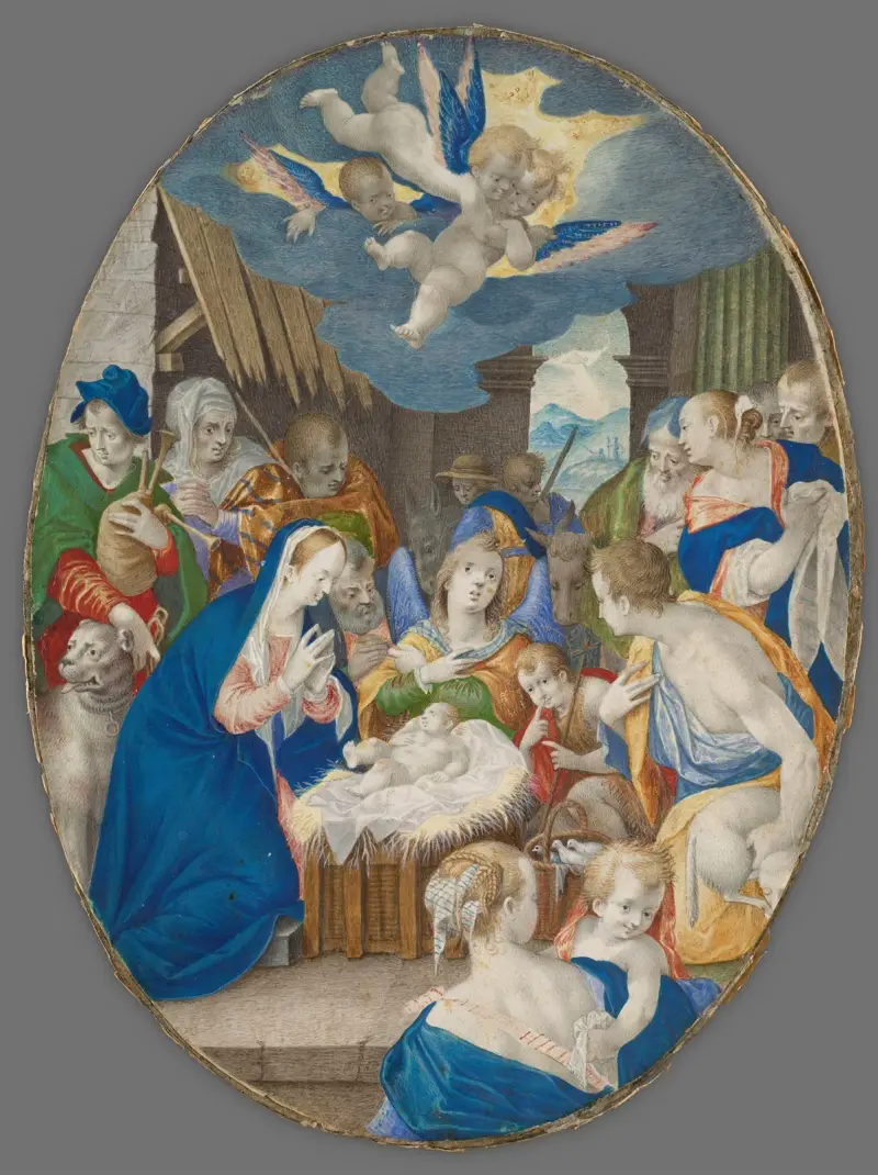 Kristi födelse i Betlehemsstallet av Abraham Bloemaert