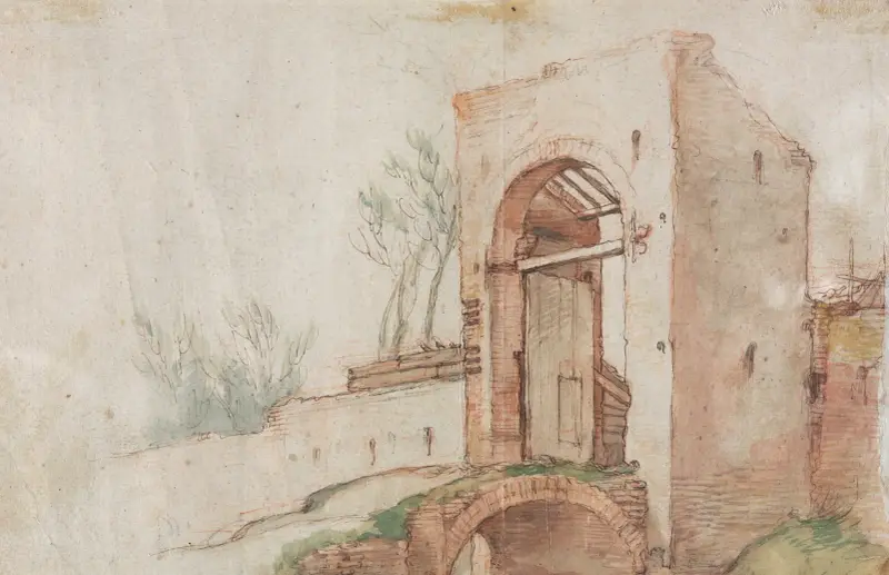 Brücke und Tor (Verso) von Abraham Bloemaert