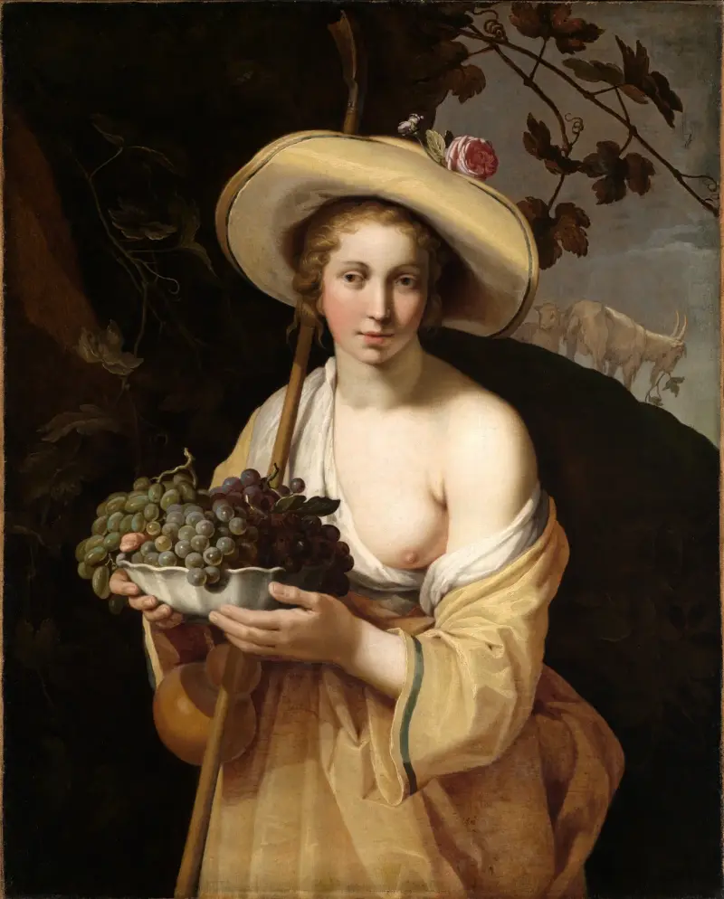 Herdinna med en skål druvor av Abraham Bloemaert