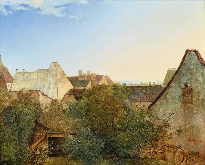 Widok na domy podwiedeńskie (Beatrixgasse), Adalbert Stifter