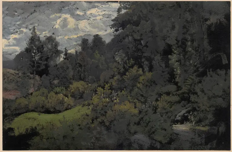 Hill overgrown with trees av Adolf Dressler