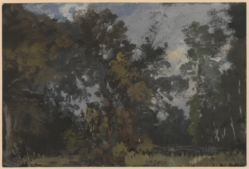 View of trees by the River Barycz av Adolf Dressler