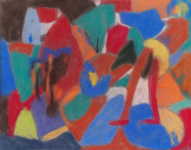 Figur in Landschaft av Adolf Hölzel
