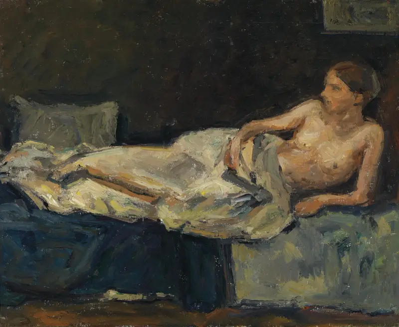 Liegender Halbakt (c1908) av Adolf Hölzel