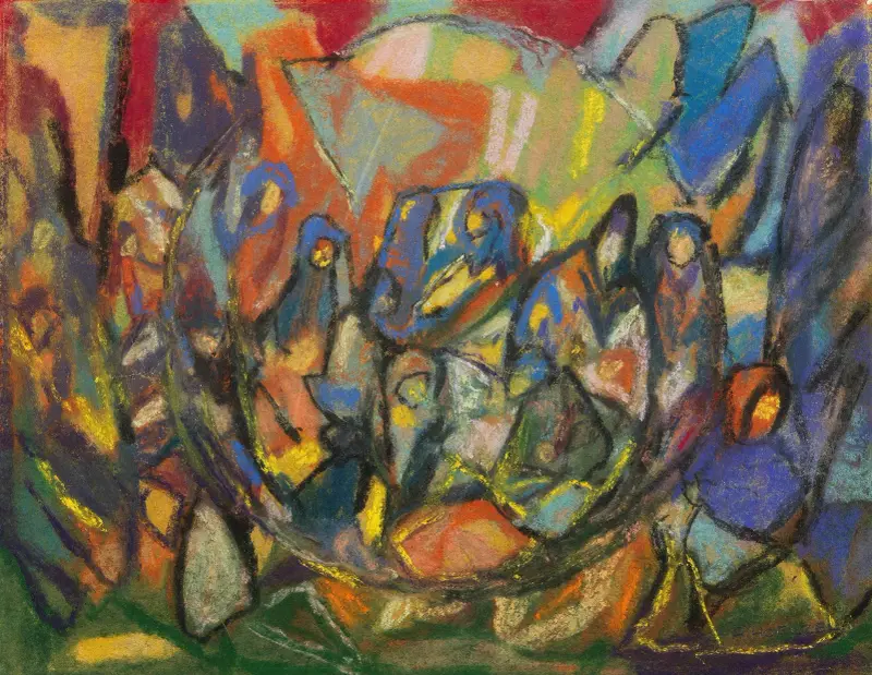 Ohne Titel (Figurenkomposition), 1930 – nr 3 av Adolf Hölzel
