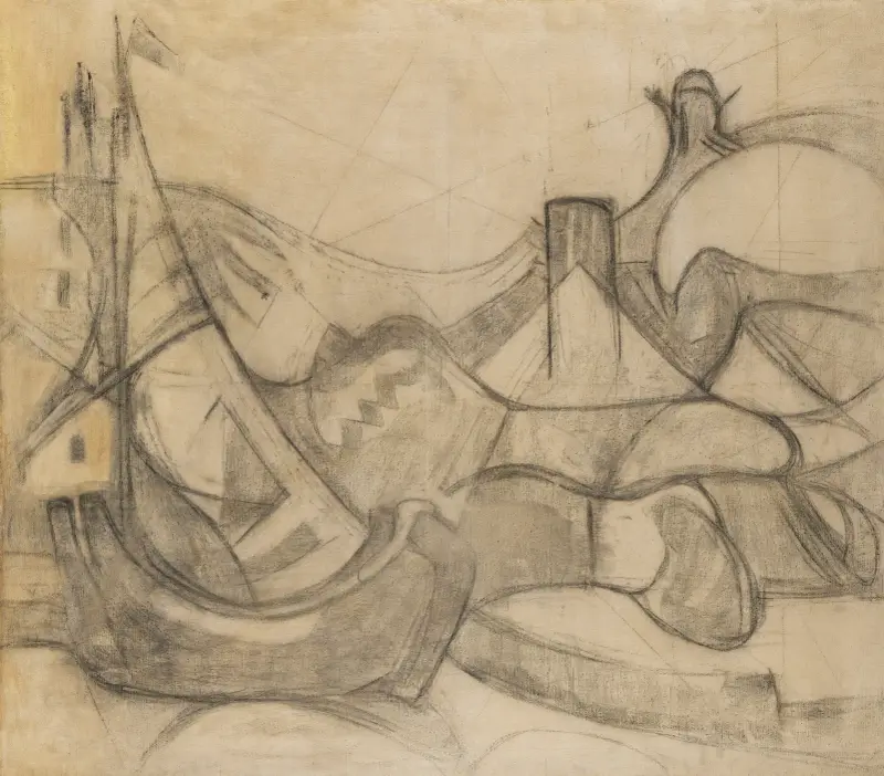 Segelboote vor Knokke av Adolf Hölzel