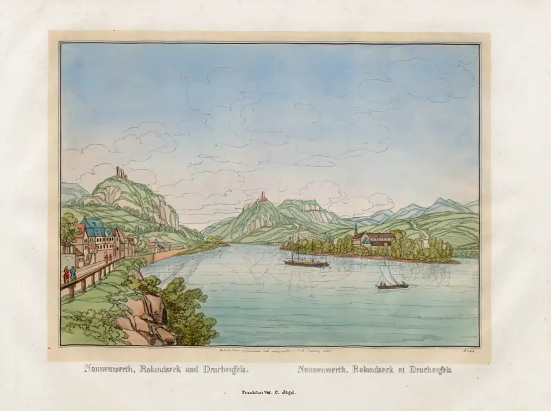 Nonnenwerth, Rolandseck och Drachenfels av Johann Adolf Lasinsky