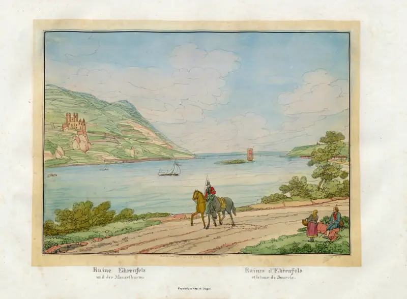 Ruinerna vid Ehrenfels och tornet i Sourris av Johann Adolf Lasinsky