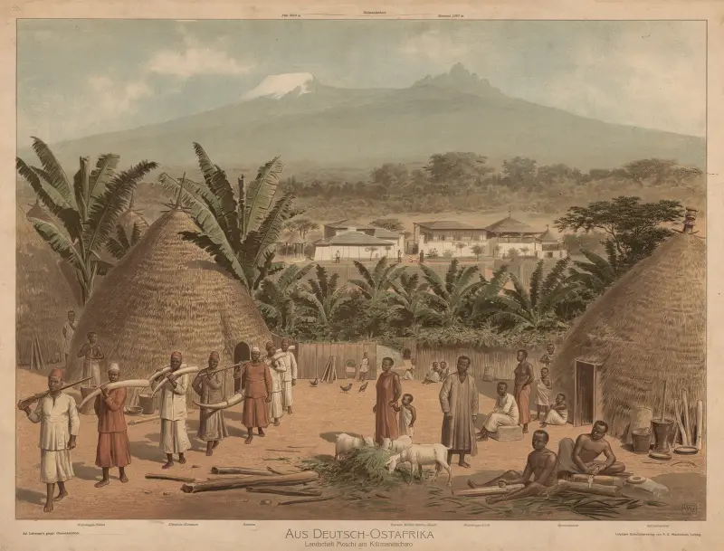 Från Tyska Östafrika. Landskapet Moschi vid Kilimanjaro av Adolf Lehmann