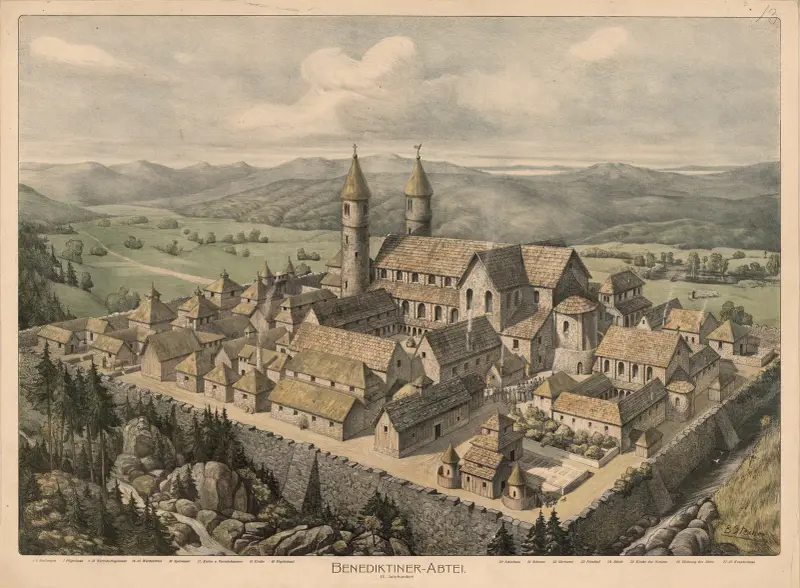 Benediktinerkloster. 800-talet av Adolf Lehmann